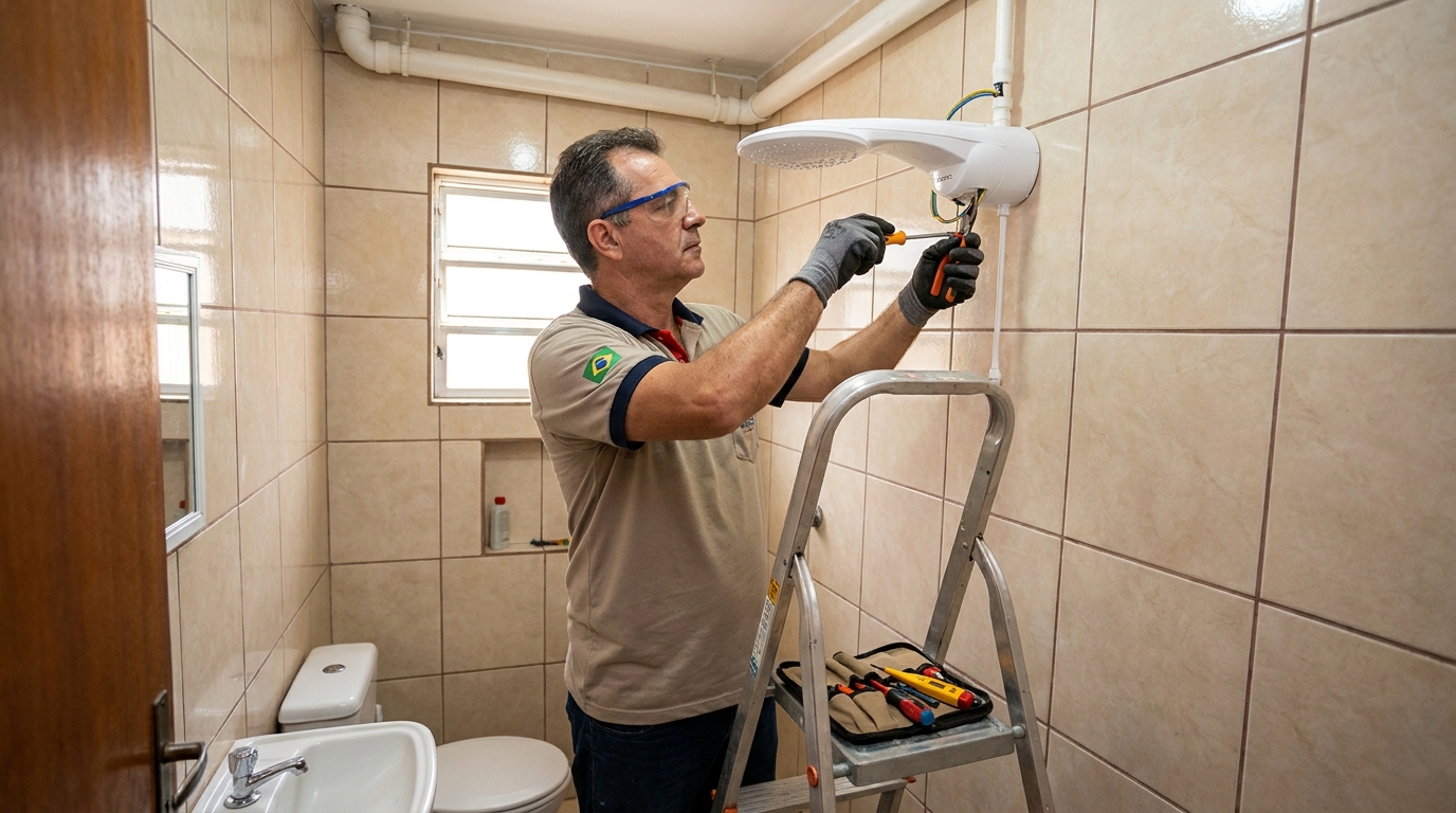 Instalação de chuveiro no banheiro em Belém‑PA